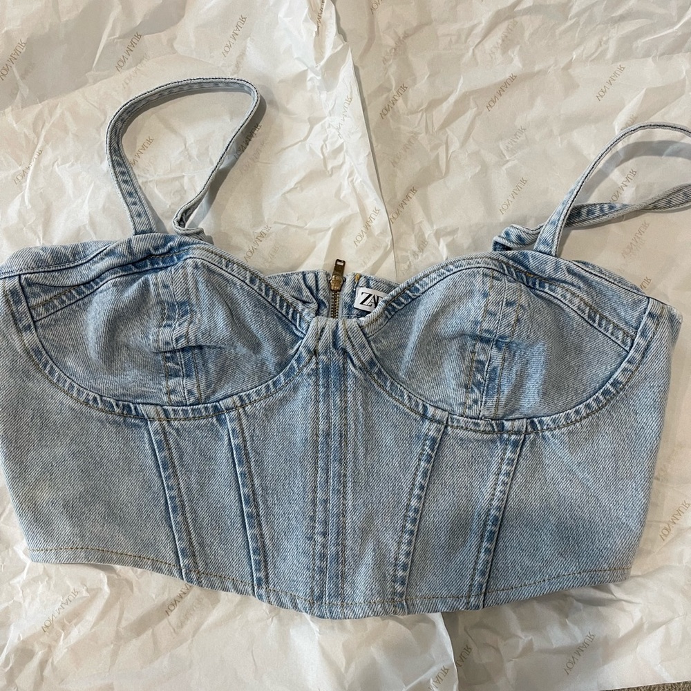 Denim crop top Zara